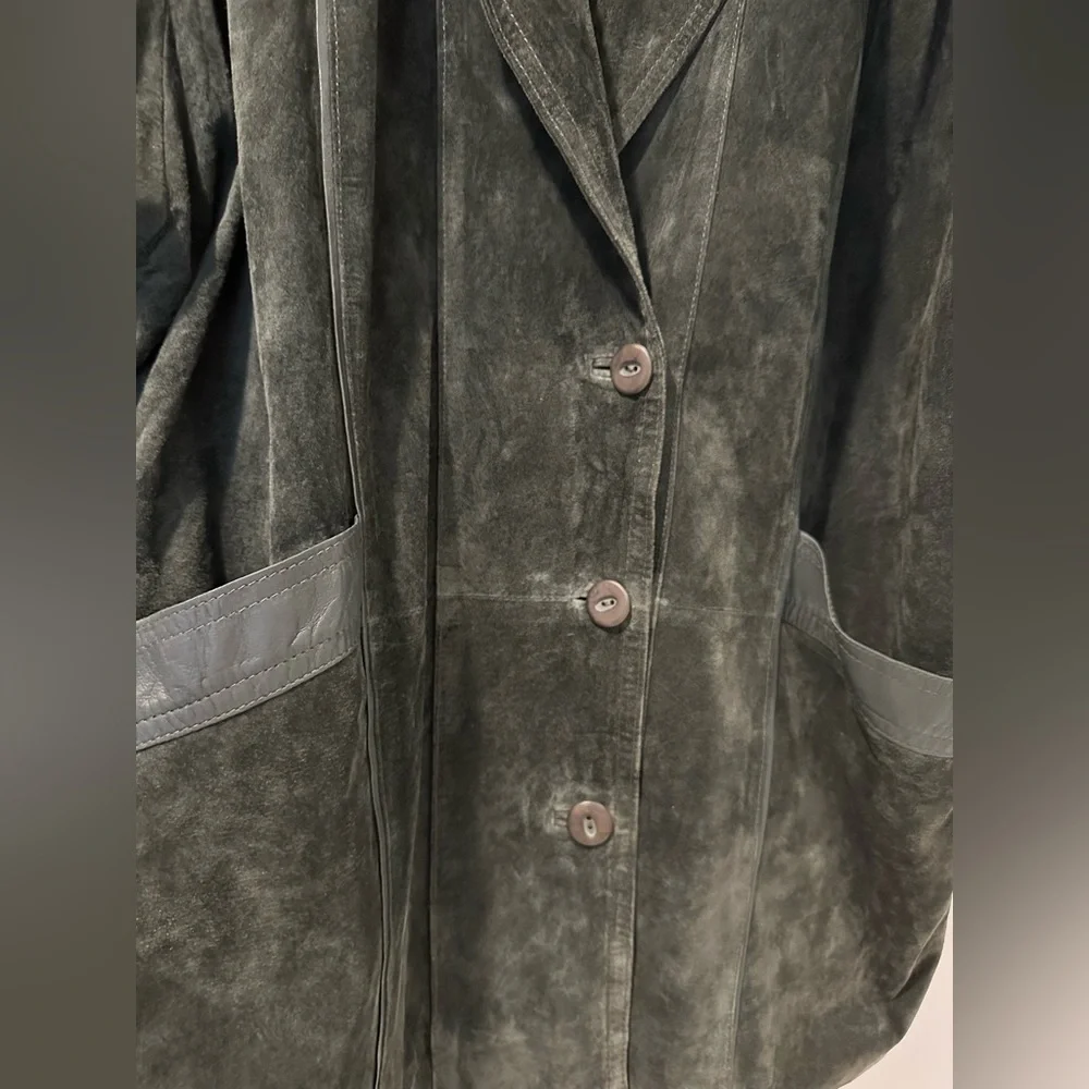 Naturel Women's Vintage Leather Jacket in Green - Picture 3 of 12
